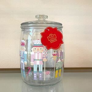 10 Strawberry Street Nutcracker Glass Canister Jar CHRISTMAS Holiday Storage NEW